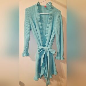 Josie Turquoise Chenille Women's OS  Robe Or Sweater